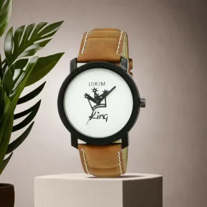LOREM White & Black King Analog Watch For Men LR18