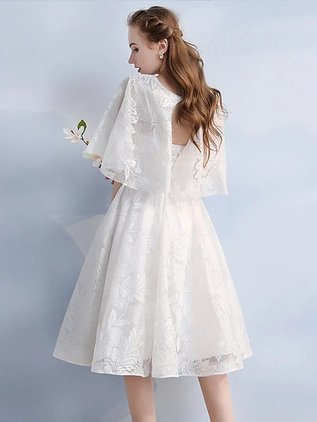 Luolandi A-Line Cocktail Dresses Vintage Dress Party Wear Knee Length Half Sleeve Jewel Neck Lace