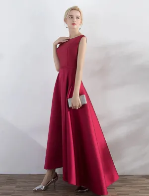 Luolandi A-Line Evening Gown Elegant Minimalist Dress Party Wear Wedding Guest Asymmetrical Sleeveless Jewel Neck Satin with Sleek Solid Color