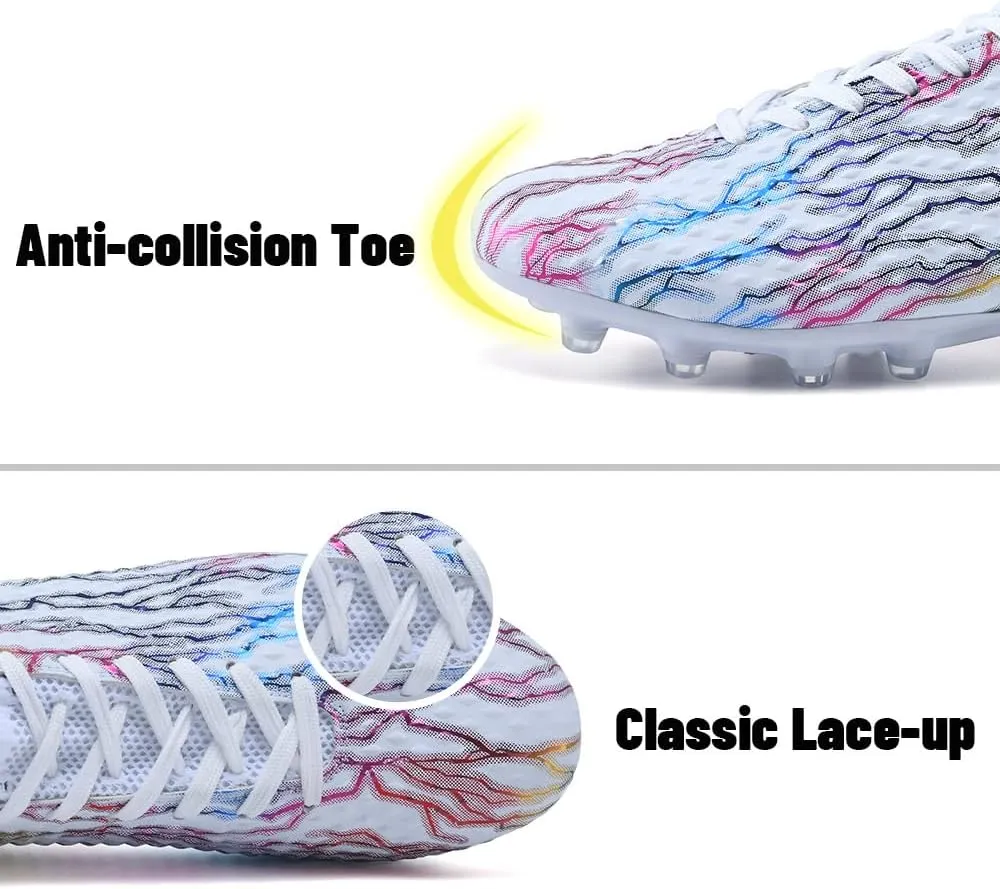 Maylrvjv Men's High Top Soccer Shoes Football Boots Futsal Cleats Competition Training Indoor Outdoor Sports Sneakers