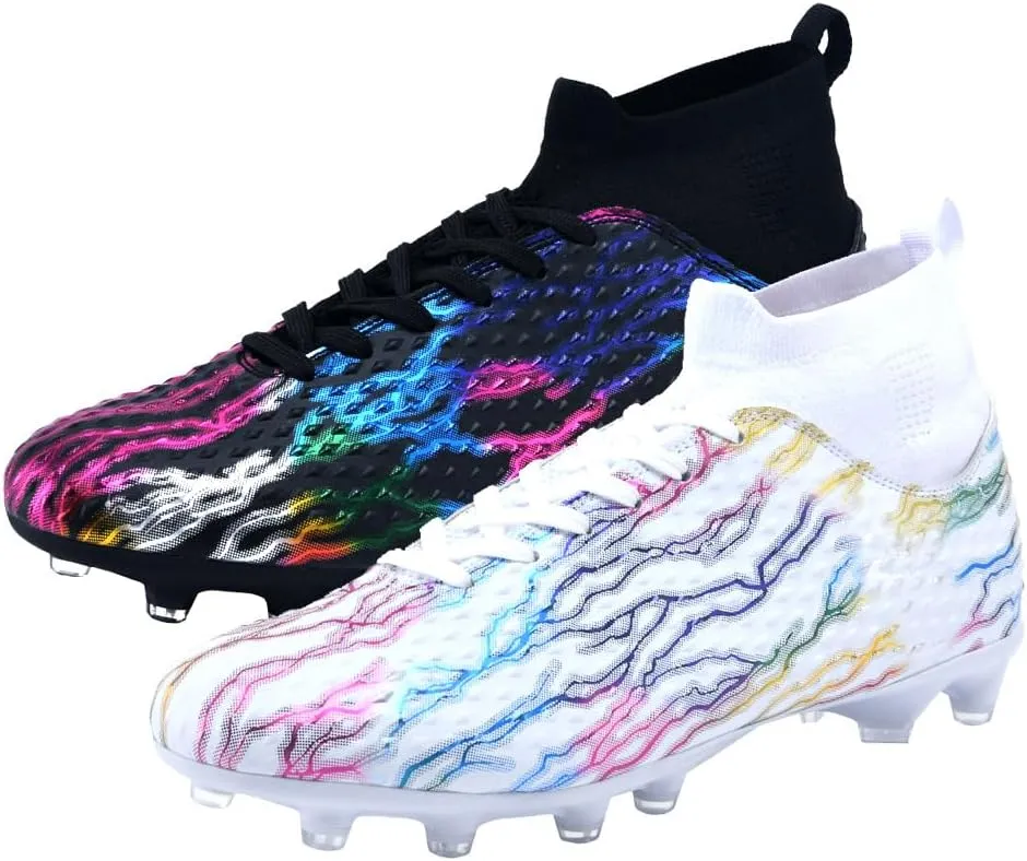 Maylrvjv Men's High Top Soccer Shoes Football Boots Futsal Cleats Competition Training Indoor Outdoor Sports Sneakers