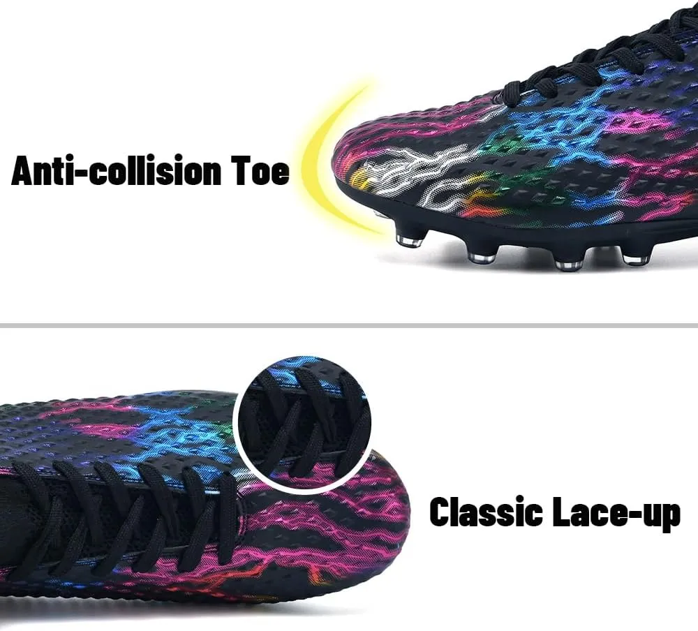 Maylrvjv Men's High Top Soccer Shoes Football Boots Futsal Cleats Competition Training Indoor Outdoor Sports Sneakers