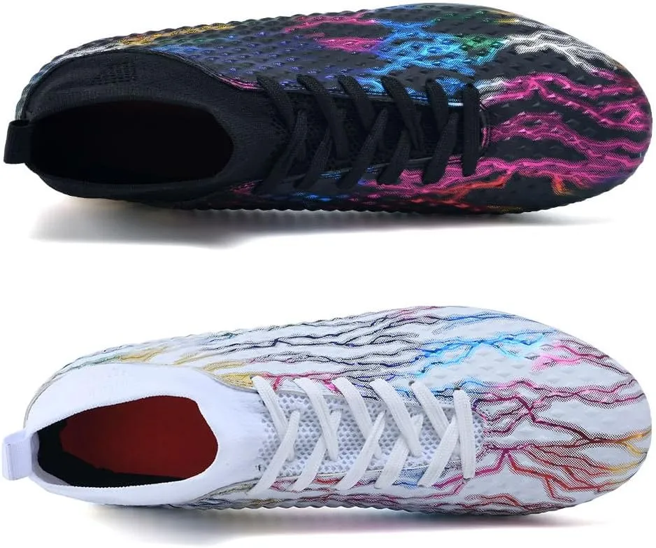 Maylrvjv Men's High Top Soccer Shoes Football Boots Futsal Cleats Competition Training Indoor Outdoor Sports Sneakers