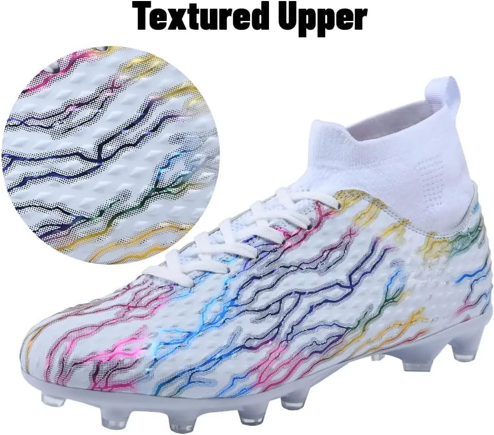 Maylrvjv Men's High Top Soccer Shoes Football Boots Futsal Cleats Competition Training Indoor Outdoor Sports Sneakers