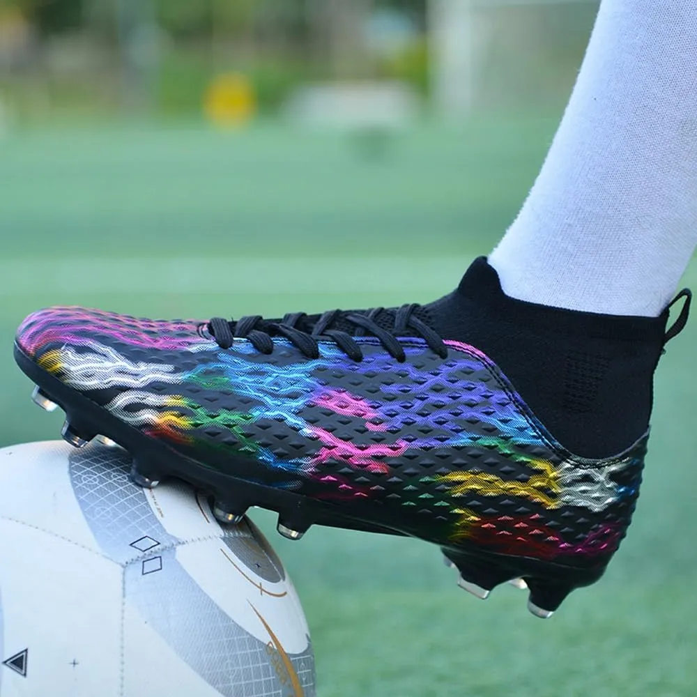 Maylrvjv Men's High Top Soccer Shoes Football Boots Futsal Cleats Competition Training Indoor Outdoor Sports Sneakers