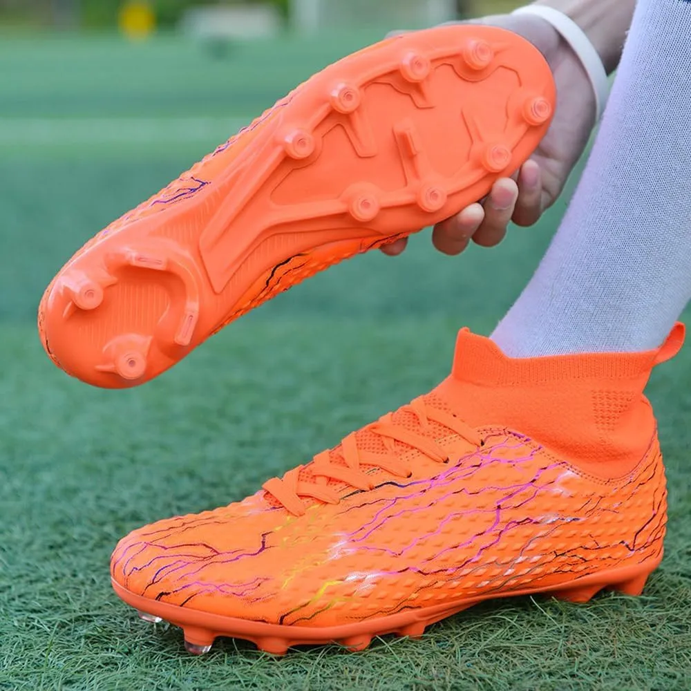 Maylrvjv Men's High Top Soccer Shoes Football Boots Futsal Cleats Competition Training Indoor Outdoor Sports Sneakers