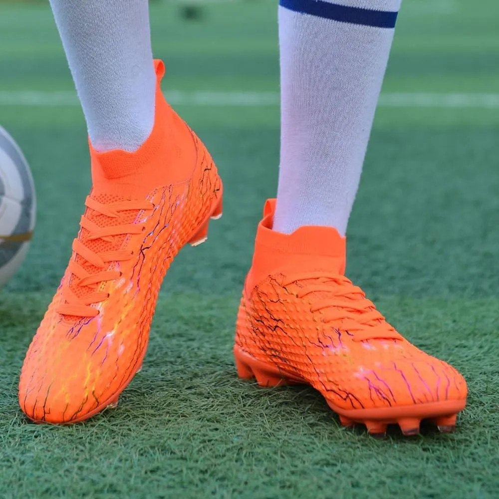 Maylrvjv Men's High Top Soccer Shoes Football Boots Futsal Cleats Competition Training Indoor Outdoor Sports Sneakers