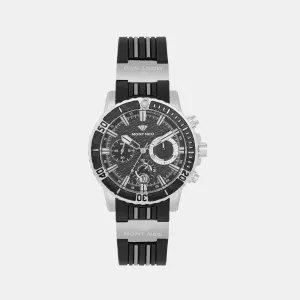 Men Black Chronograph Pu Watch 3504C-P1404