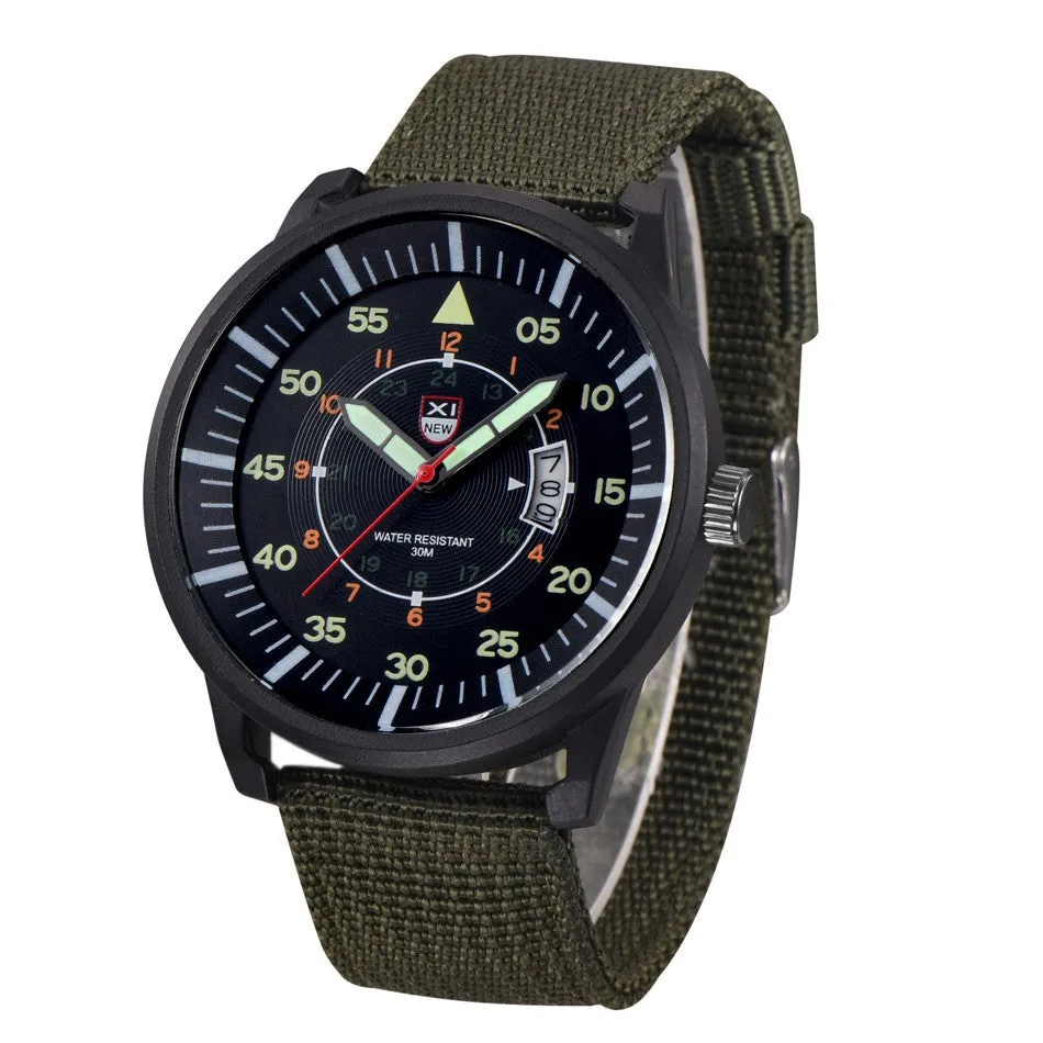 Mens and  Women's Military Quartz Army Watch Black Dial Date Luxury Sport Wrist Watch