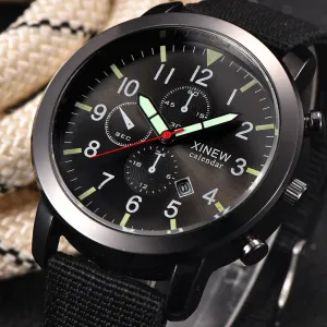 Mens and  Women's Military Quartz Army Watch Black Dial Date Luxury Sport Wrist Watch