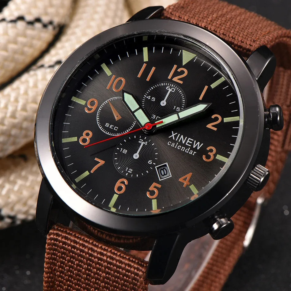 Mens and  Women's Military Quartz Army Watch Black Dial Date Luxury Sport Wrist Watch