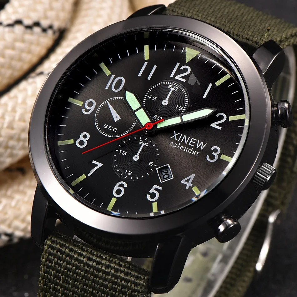 Mens and  Women's Military Quartz Army Watch Black Dial Date Luxury Sport Wrist Watch