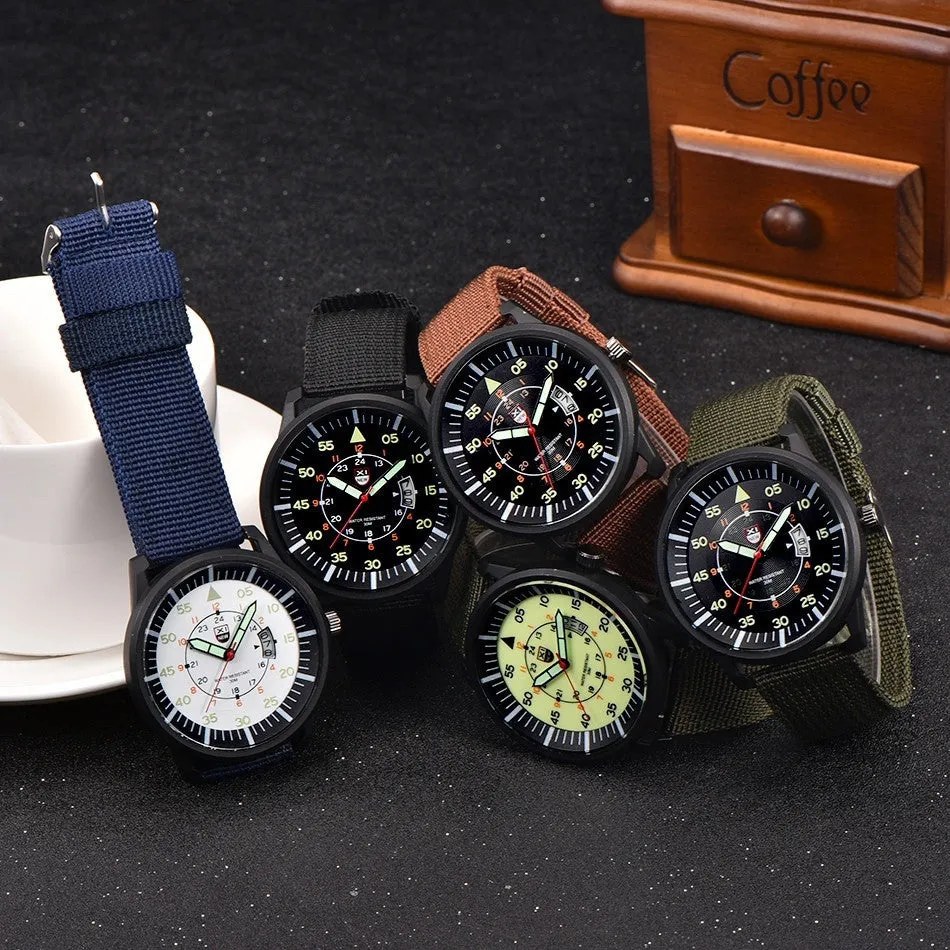 Mens and  Women's Military Quartz Army Watch Black Dial Date Luxury Sport Wrist Watch