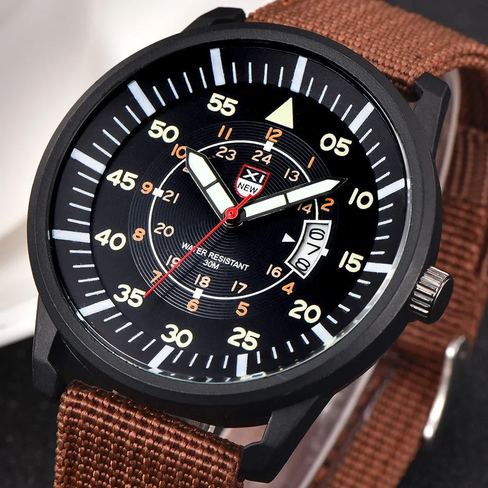 Mens and  Women's Military Quartz Army Watch Black Dial Date Luxury Sport Wrist Watch