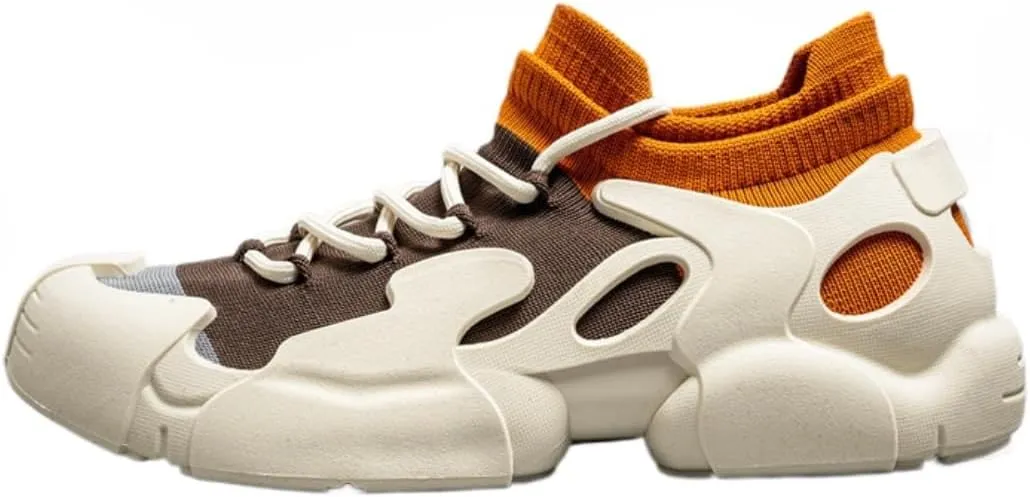 Men's Knit Mesh Sneakers Thick Heel Breathable Cushioned Comfort Sport Shoes for Hiking Running Gym