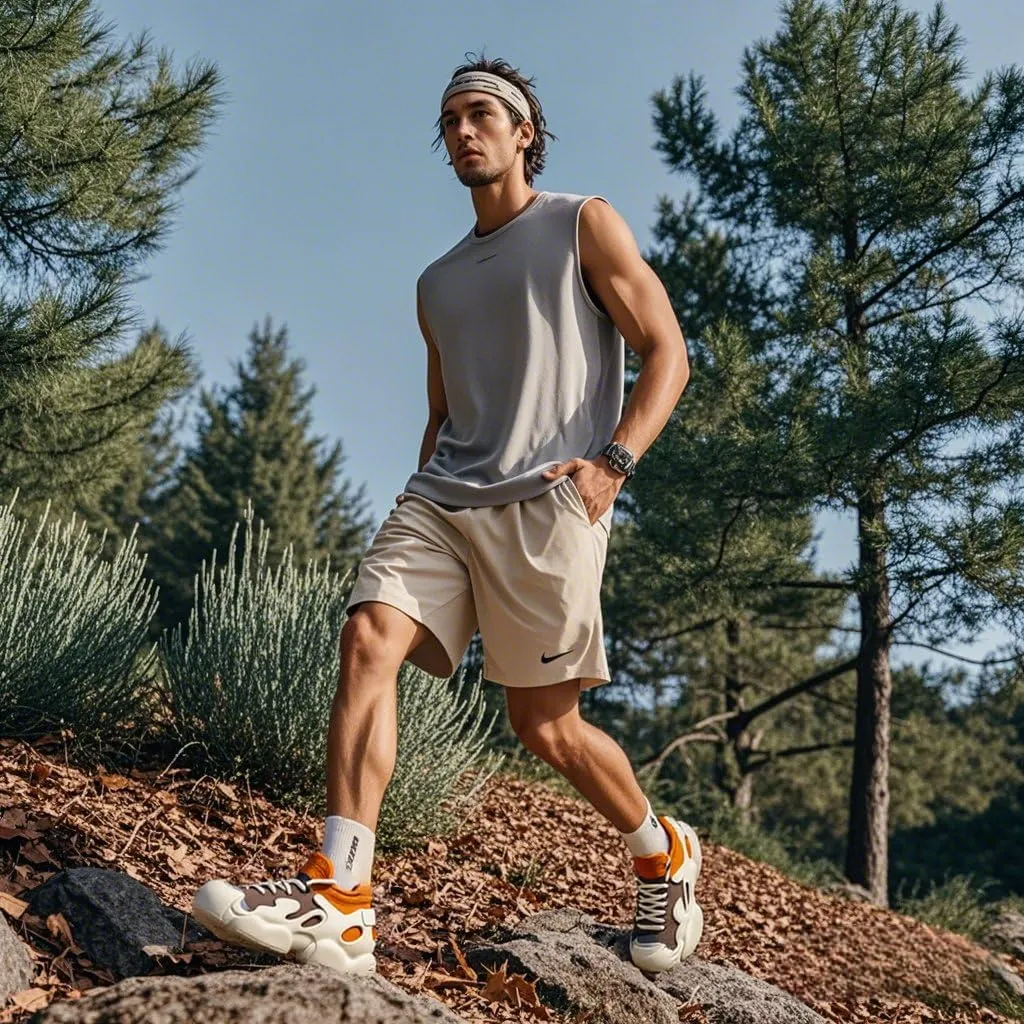 Men's Knit Mesh Sneakers Thick Heel Breathable Cushioned Comfort Sport Shoes for Hiking Running Gym