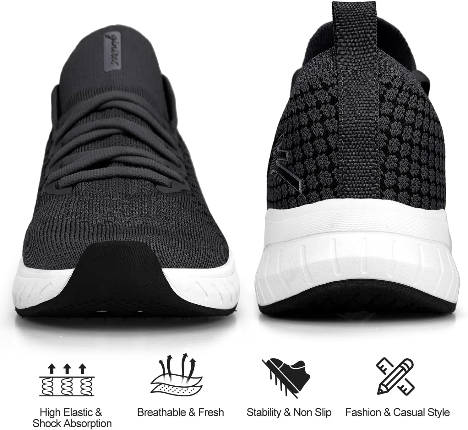 Mens Slip on Lightweight Walking Shoes Non Slip Breathable Running Shoes Comfort Tennis Workout Gym Sneakers with Shoelace