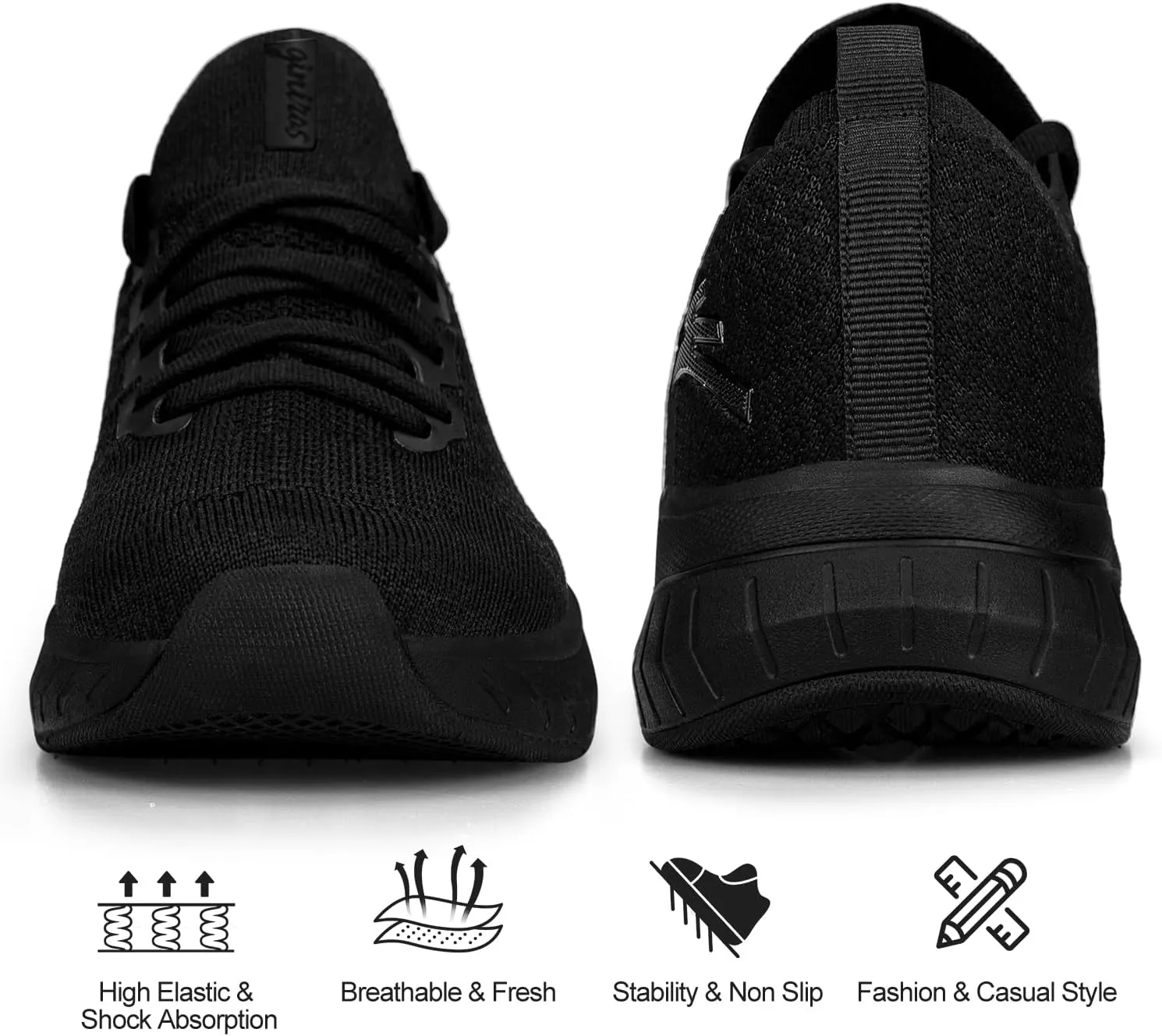 Mens Slip on Lightweight Walking Shoes Non Slip Breathable Running Shoes Comfort Tennis Workout Gym Sneakers with Shoelace