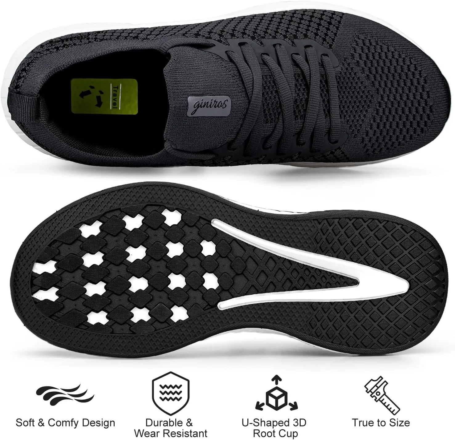 Mens Slip on Lightweight Walking Shoes Non Slip Breathable Running Shoes Comfort Tennis Workout Gym Sneakers with Shoelace