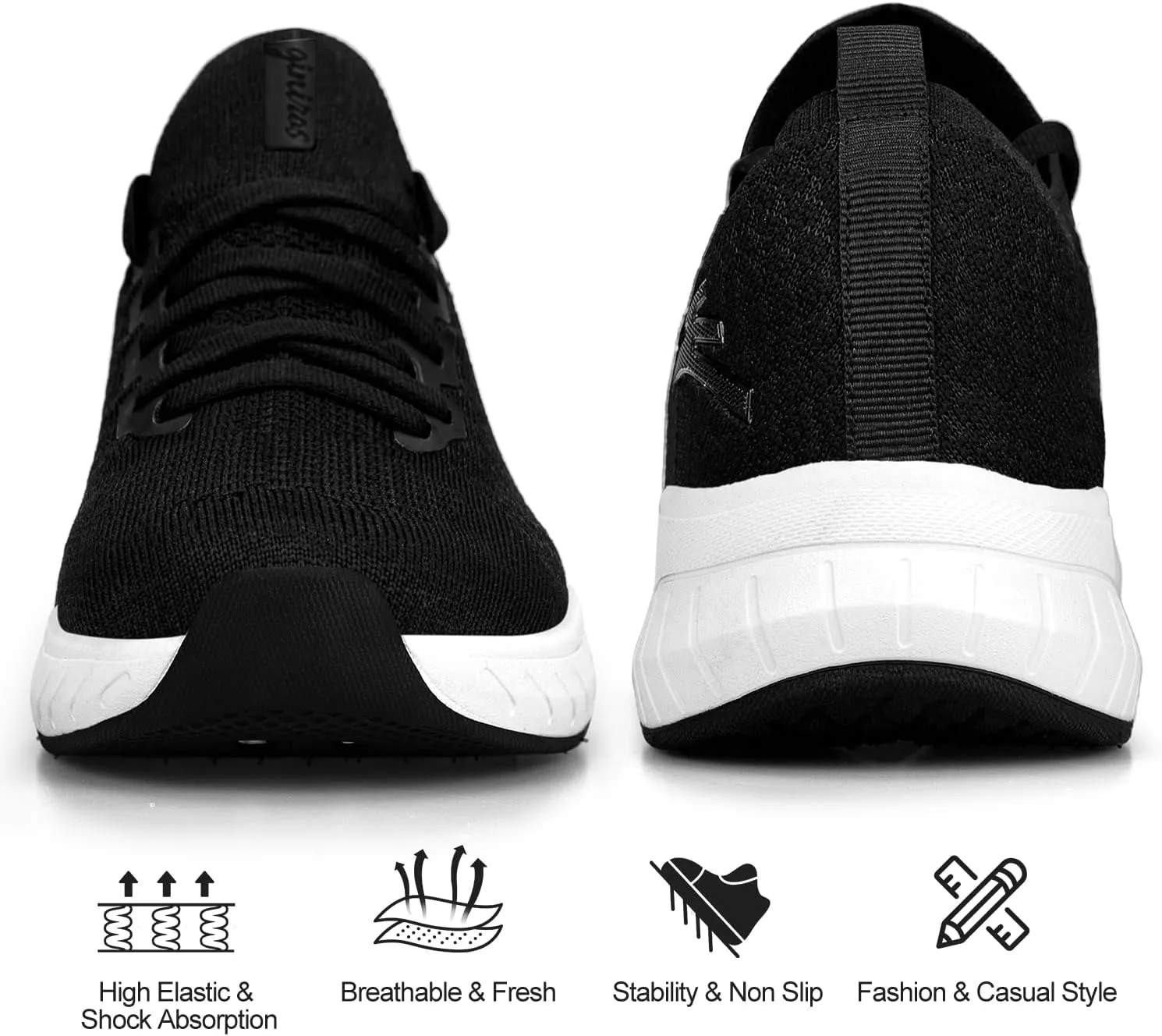 Mens Slip on Lightweight Walking Shoes Non Slip Breathable Running Shoes Comfort Tennis Workout Gym Sneakers with Shoelace