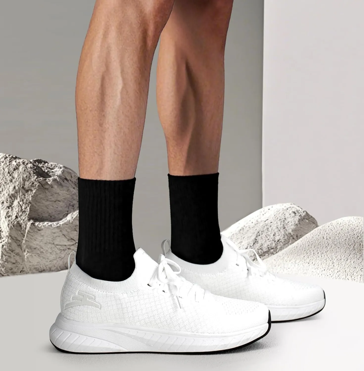 Mens Slip on Lightweight Walking Shoes Non Slip Breathable Running Shoes Comfort Tennis Workout Gym Sneakers with Shoelace