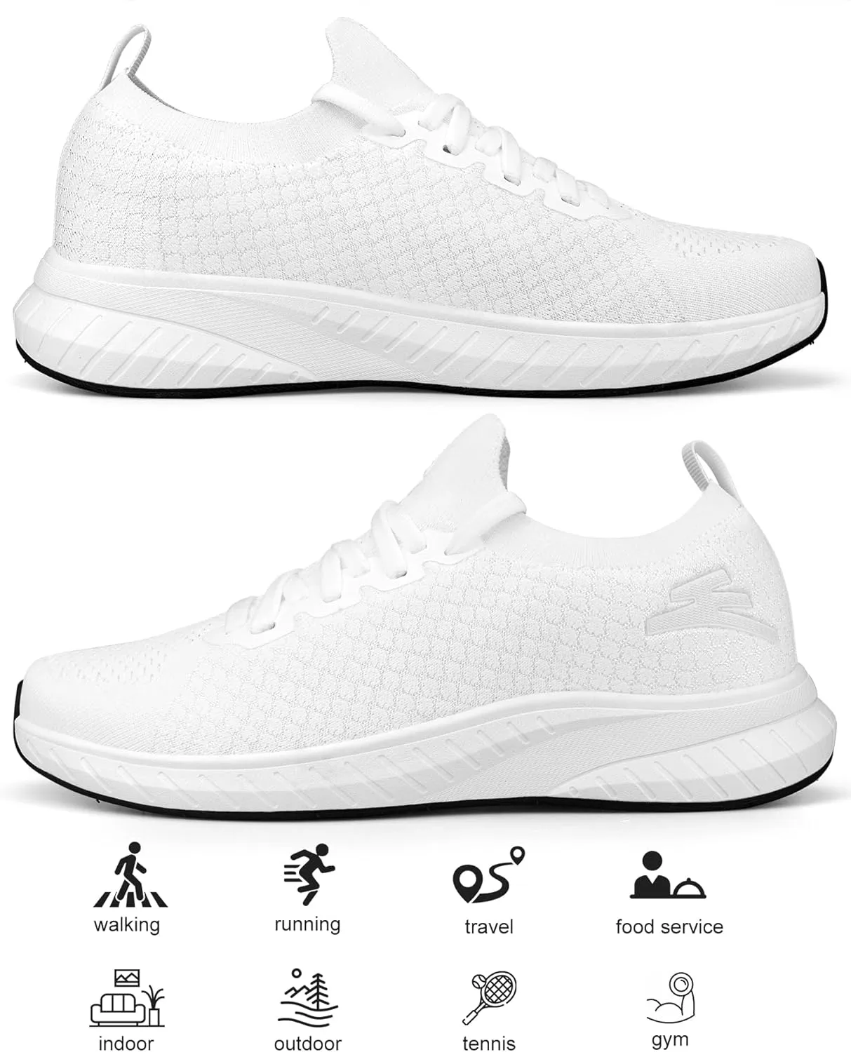 Mens Slip on Lightweight Walking Shoes Non Slip Breathable Running Shoes Comfort Tennis Workout Gym Sneakers with Shoelace