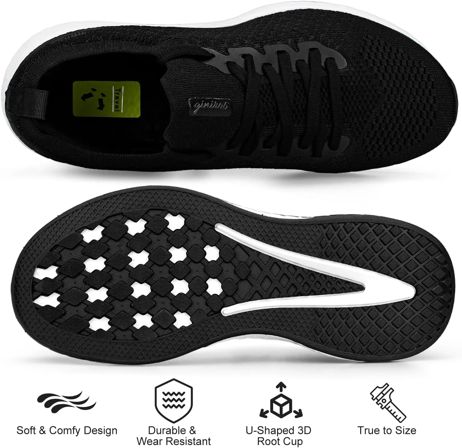 Mens Slip on Lightweight Walking Shoes Non Slip Breathable Running Shoes Comfort Tennis Workout Gym Sneakers with Shoelace