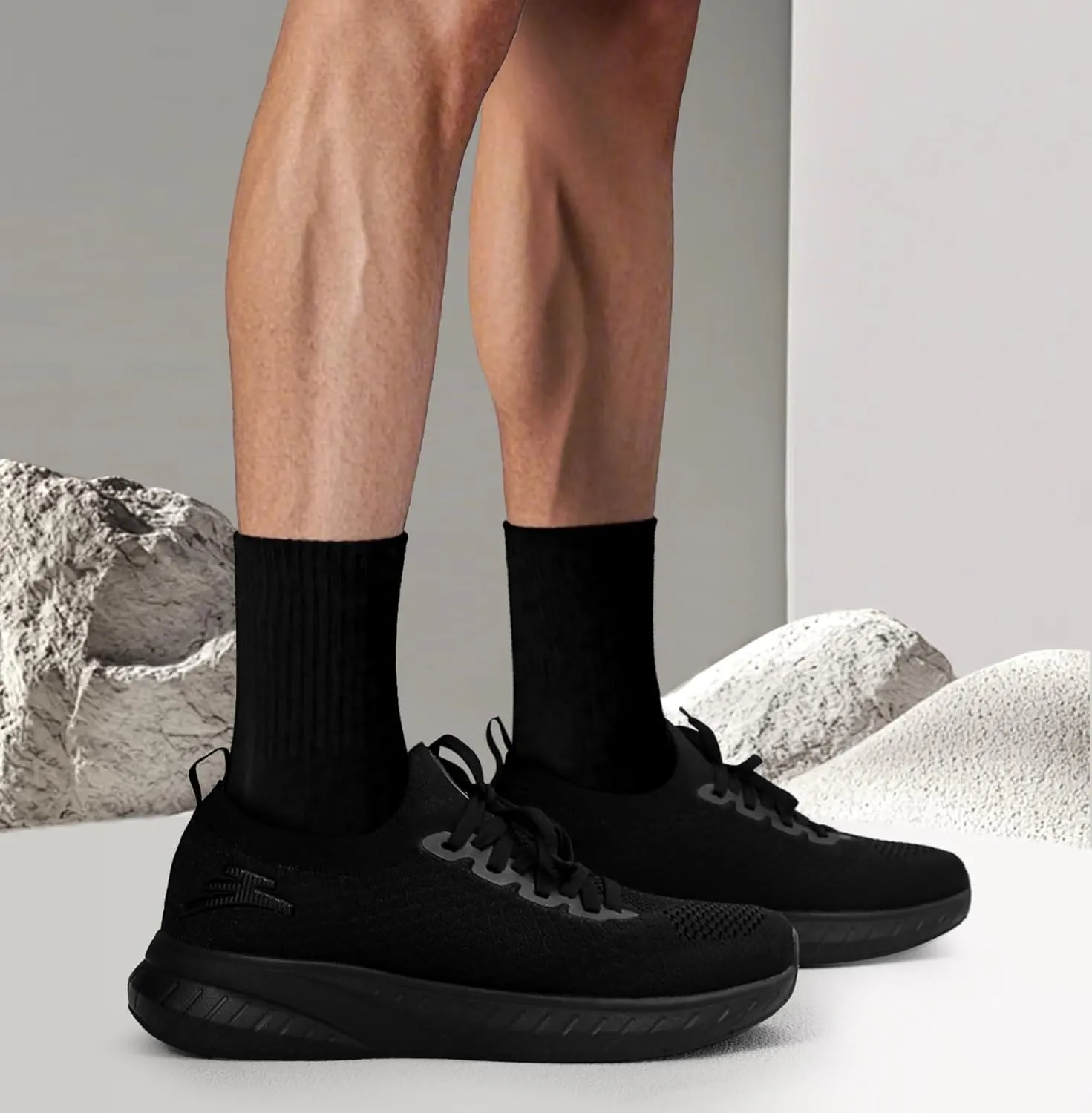 Mens Slip on Lightweight Walking Shoes Non Slip Breathable Running Shoes Comfort Tennis Workout Gym Sneakers with Shoelace