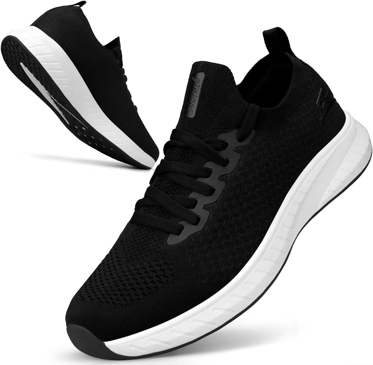 Mens Slip on Lightweight Walking Shoes Non Slip Breathable Running Shoes Comfort Tennis Workout Gym Sneakers with Shoelace