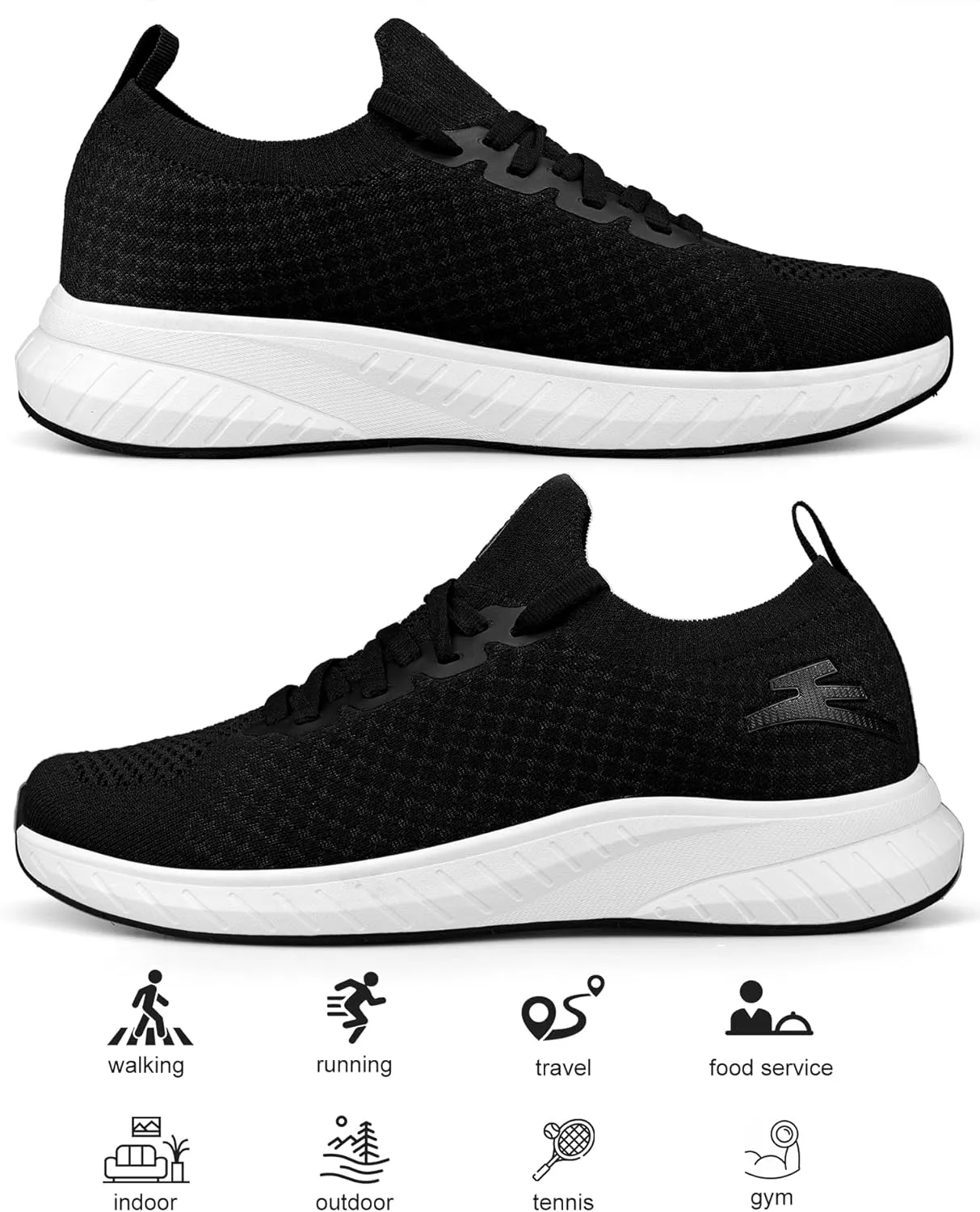 Mens Slip on Lightweight Walking Shoes Non Slip Breathable Running Shoes Comfort Tennis Workout Gym Sneakers with Shoelace