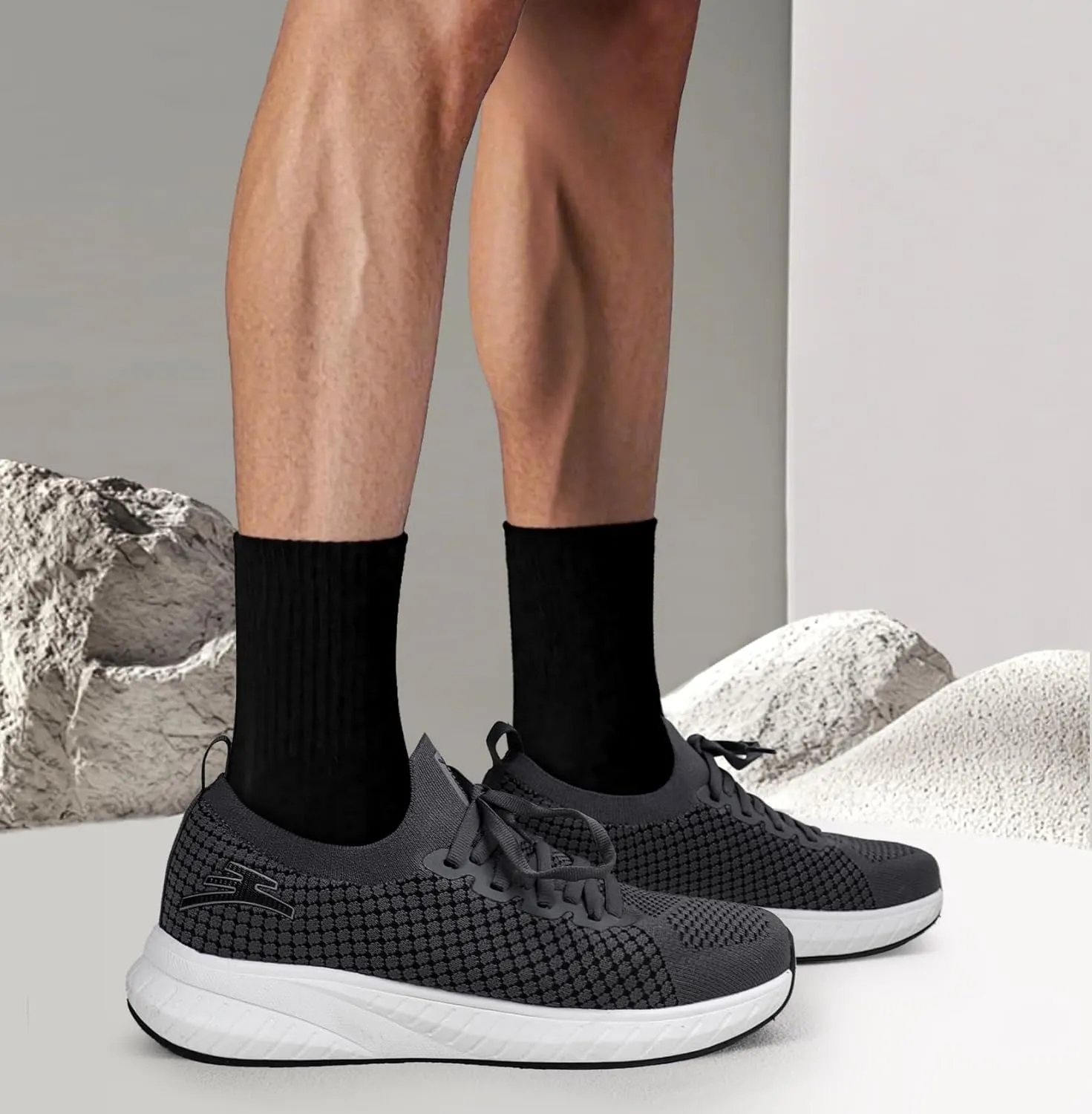 Mens Slip on Lightweight Walking Shoes Non Slip Breathable Running Shoes Comfort Tennis Workout Gym Sneakers with Shoelace