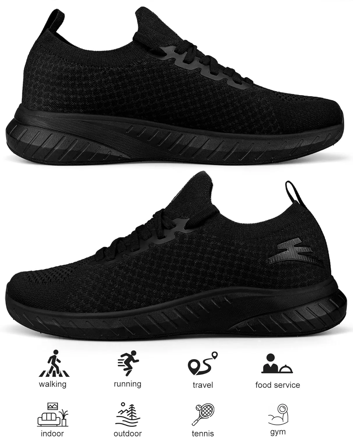 Mens Slip on Lightweight Walking Shoes Non Slip Breathable Running Shoes Comfort Tennis Workout Gym Sneakers with Shoelace