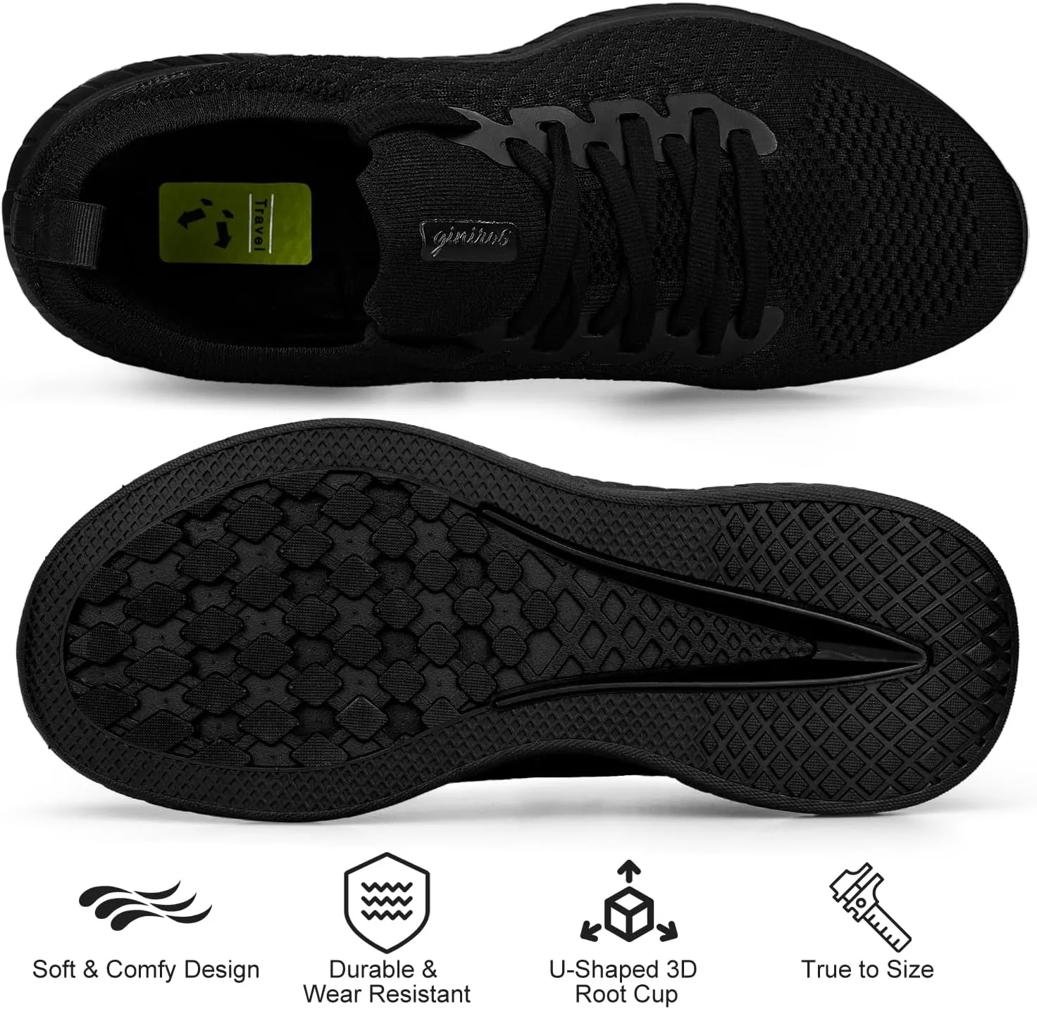 Mens Slip on Lightweight Walking Shoes Non Slip Breathable Running Shoes Comfort Tennis Workout Gym Sneakers with Shoelace