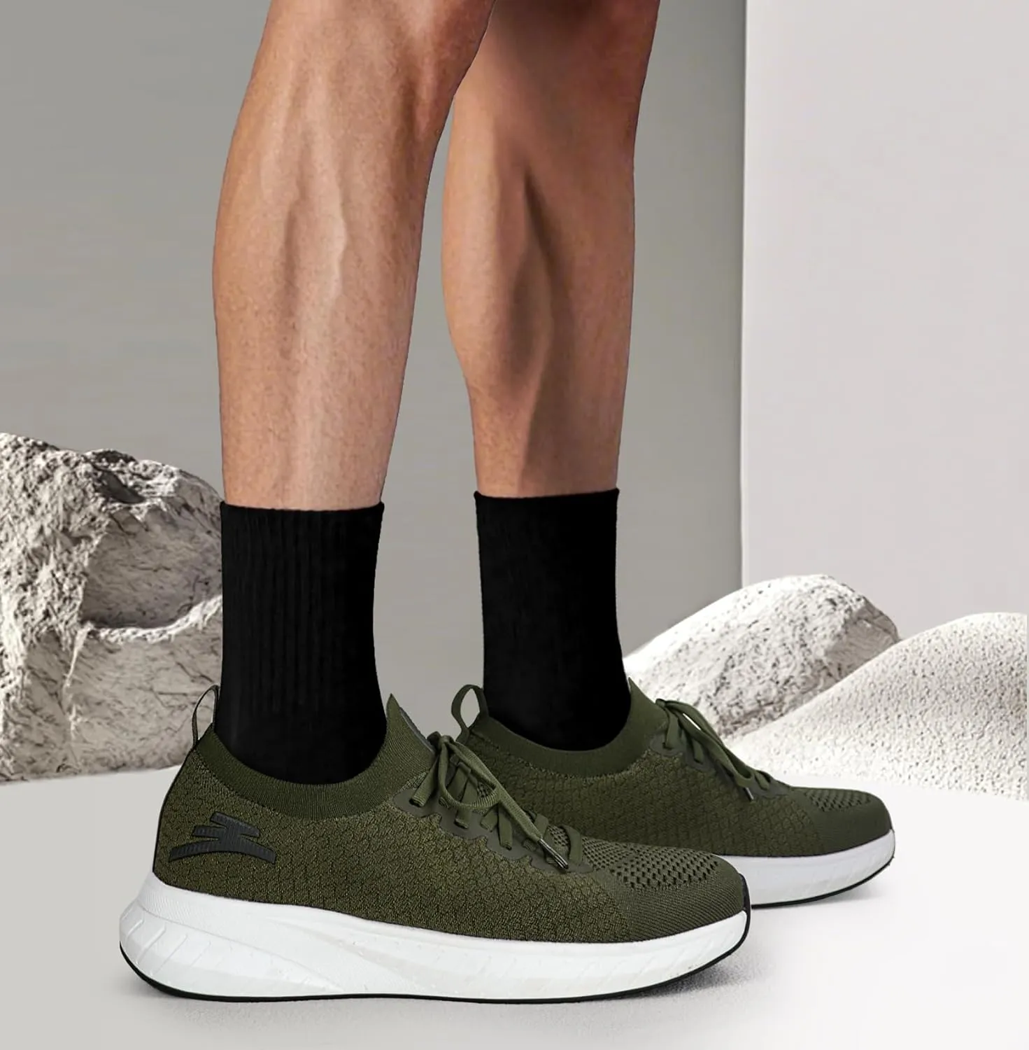 Mens Slip on Lightweight Walking Shoes Non Slip Breathable Running Shoes Comfort Tennis Workout Gym Sneakers with Shoelace