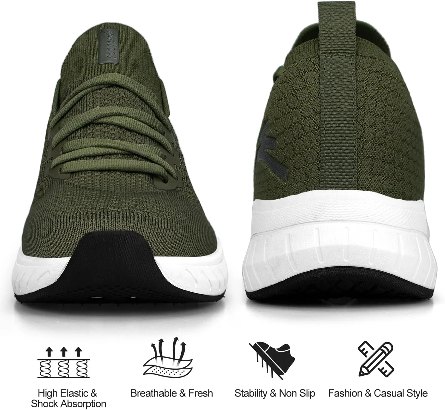 Mens Slip on Lightweight Walking Shoes Non Slip Breathable Running Shoes Comfort Tennis Workout Gym Sneakers with Shoelace