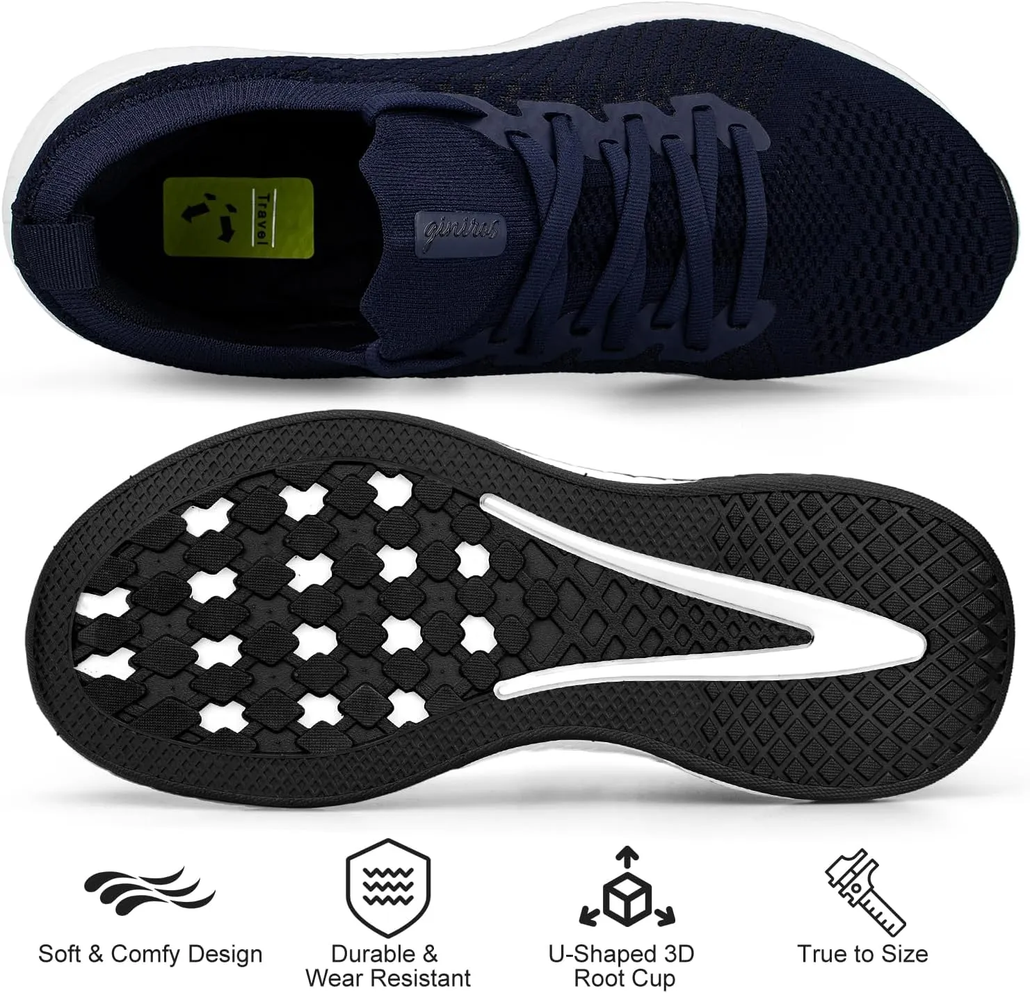 Mens Slip on Lightweight Walking Shoes Non Slip Breathable Running Shoes Comfort Tennis Workout Gym Sneakers with Shoelace