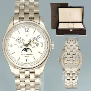 MINT Patek Philippe 5146G White Gold Bracelet Annual Calendar 39mm Moon Phase Watch