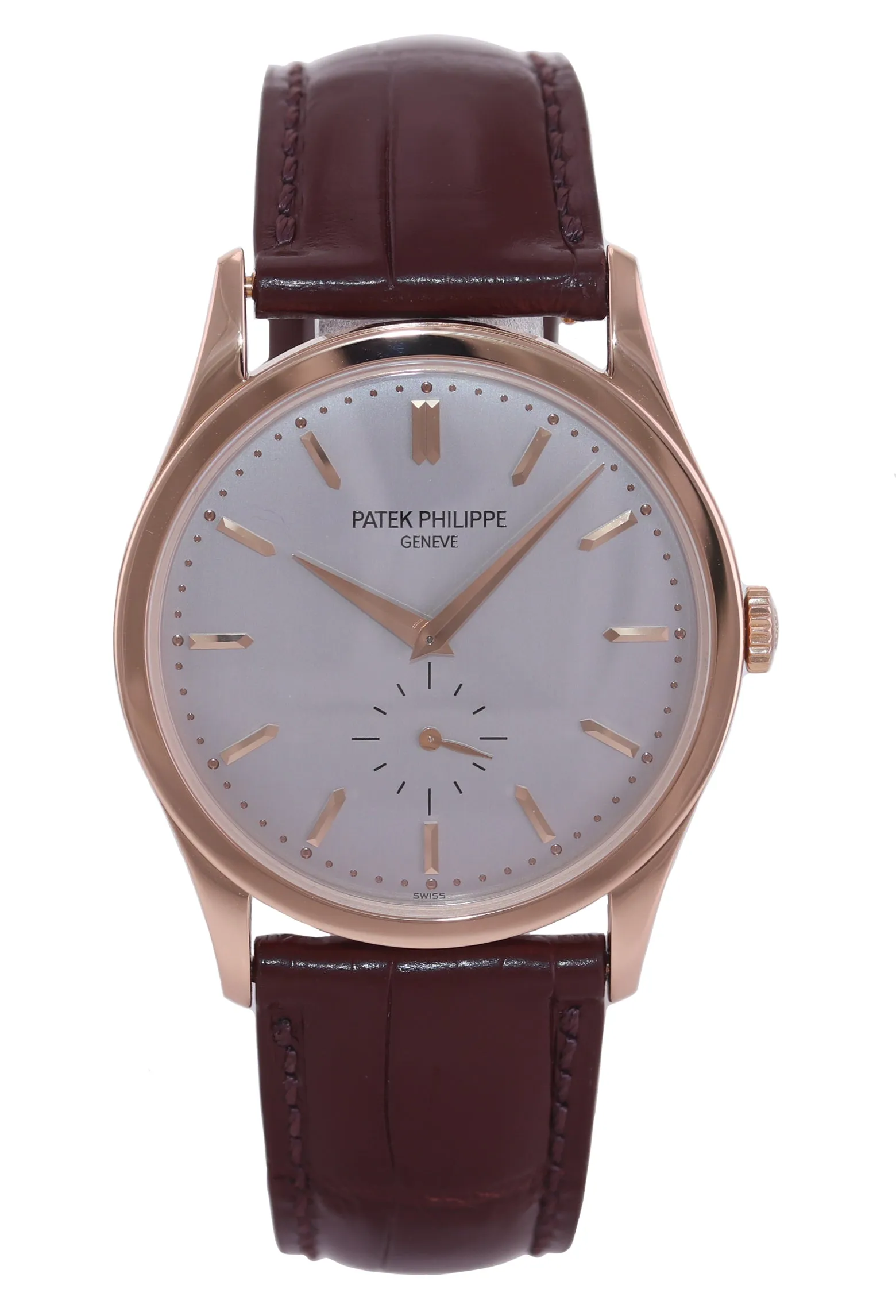 MINT Patek Philippe 5196R 37mm Rose Gold Calatrava Brown Leather Watch Box