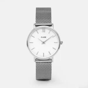 Minuit Mesh Silver/White Watch