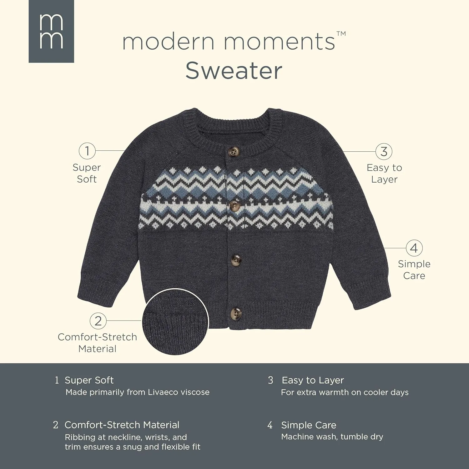 Modern Moments by Gerber Baby Boys' and Toddler Holiday Fair Isle Sweater