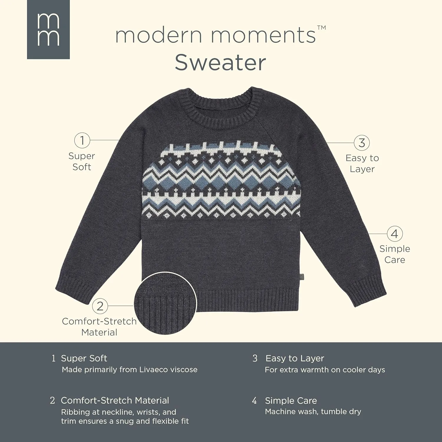 Modern Moments by Gerber Baby Boys' and Toddler Holiday Fair Isle Sweater