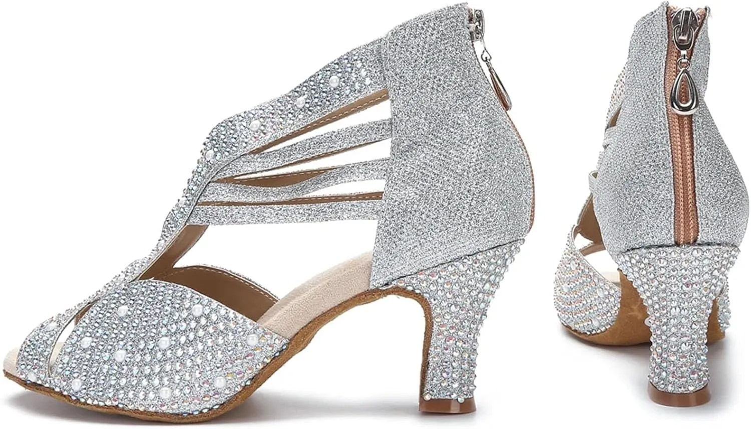 Modern Tango Dance Shoes - Soft Sole Ballroom Heels for Salsa/Latin (9CM/3.54")