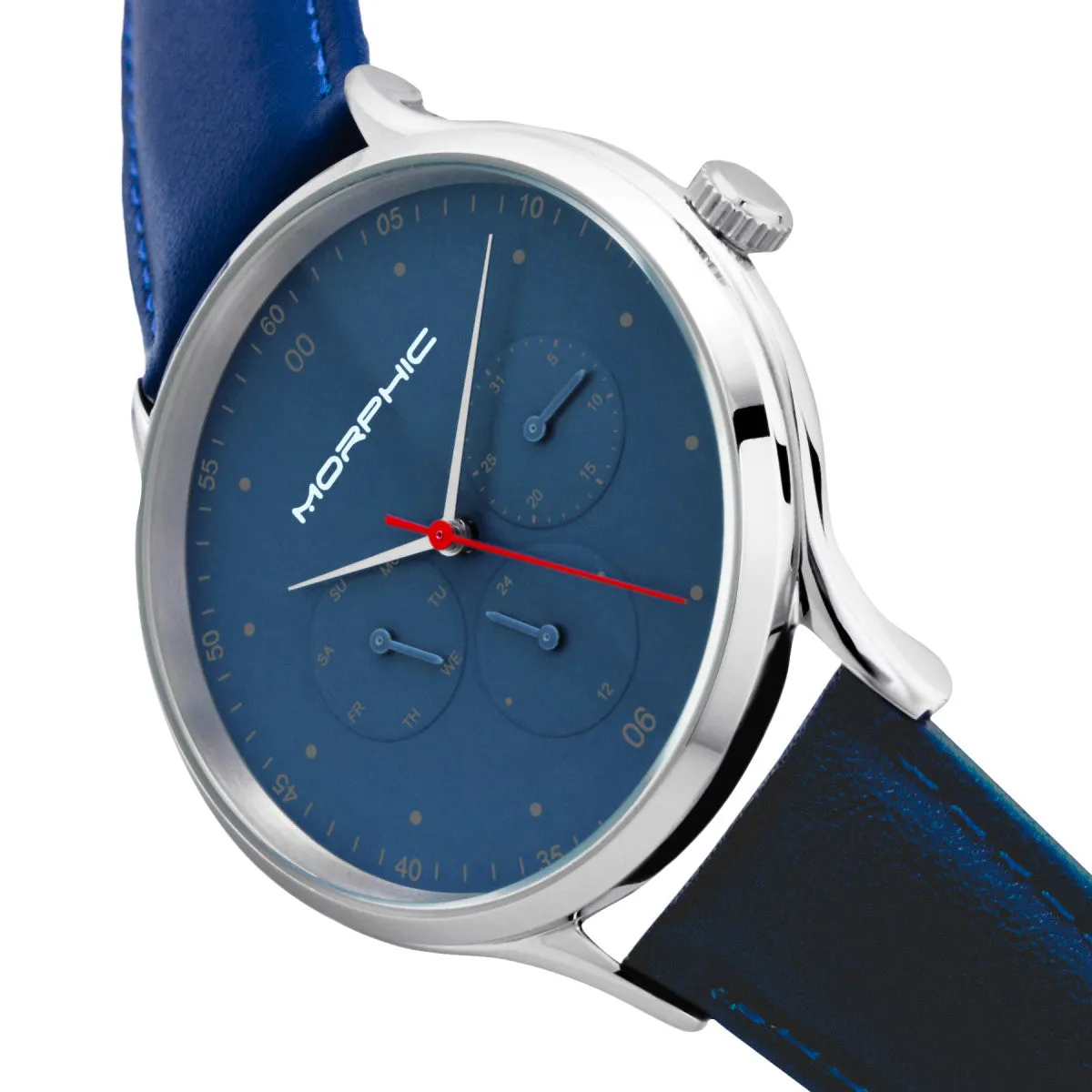 Morphic M65 Series Leather-Band Watch w/Day/Date - Blue