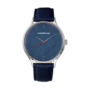 Morphic M65 Series Leather-Band Watch w/Day/Date - Blue