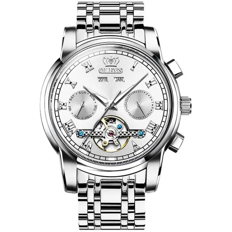 OLEVS 6607 Men's Automatic Waterproof Mechanical Watch with Multi-Function Big Flywheel