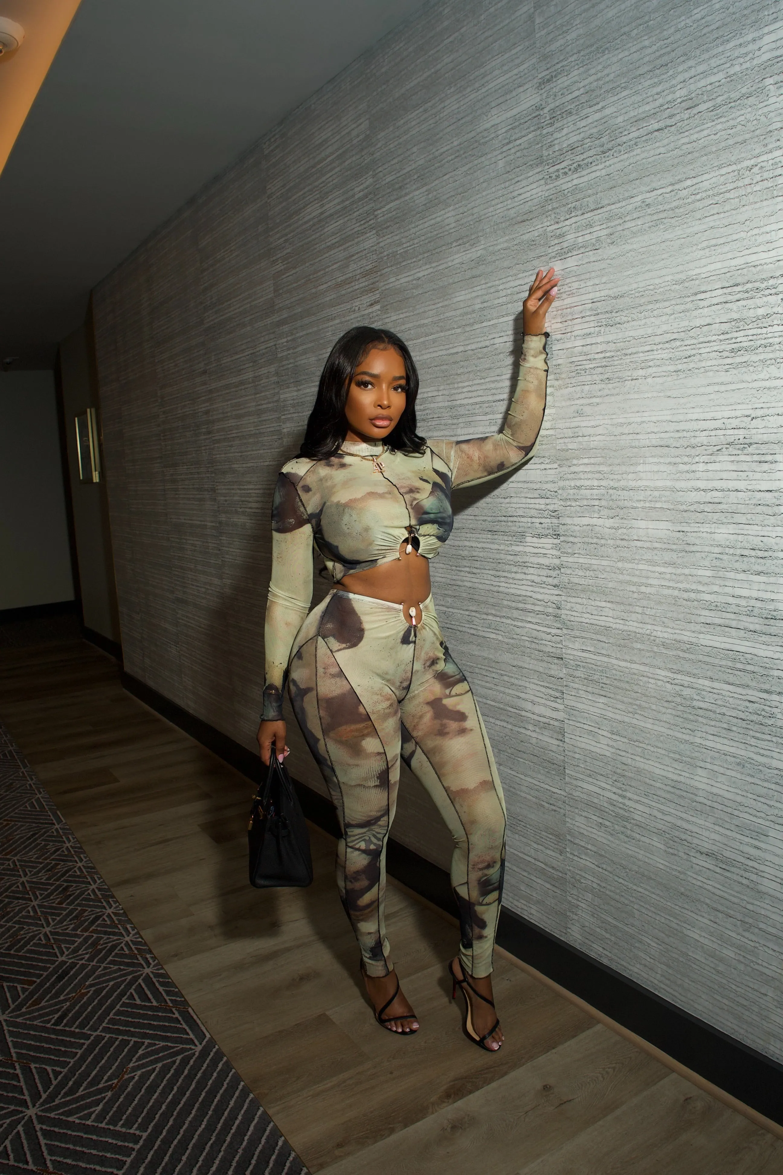 Olive watercolor pant set