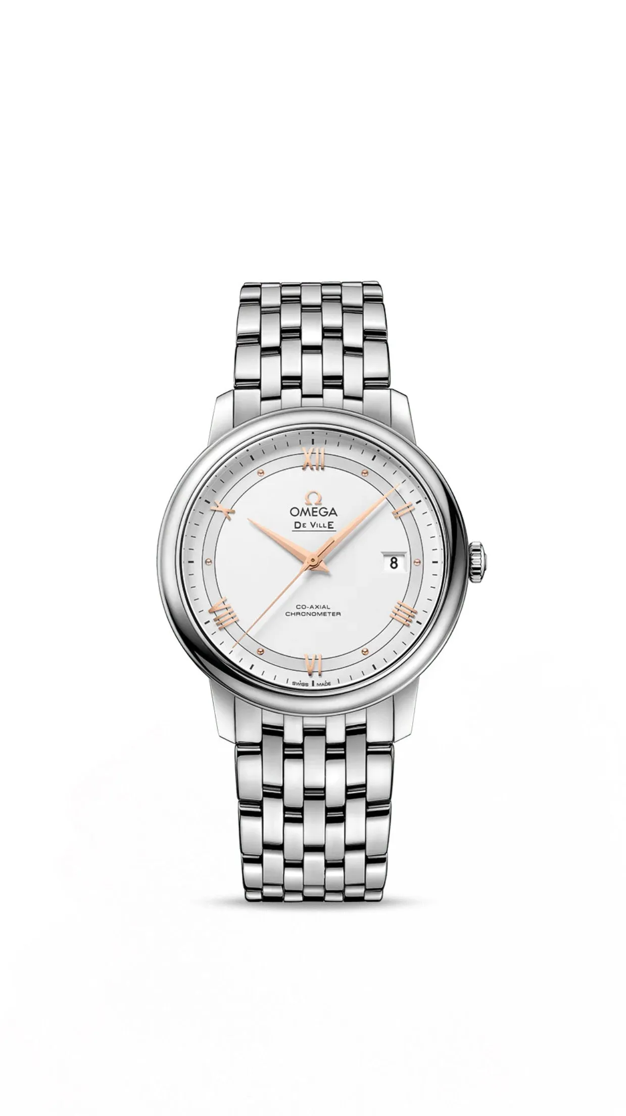 Omega De Ville Prestige Co-Axial 39.5mm Silver Dial Steel on Steel 424.10.40.20.02.002