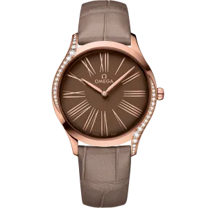 Omega De Ville Trésor 36 mm, Sedna™ gold on leather strap