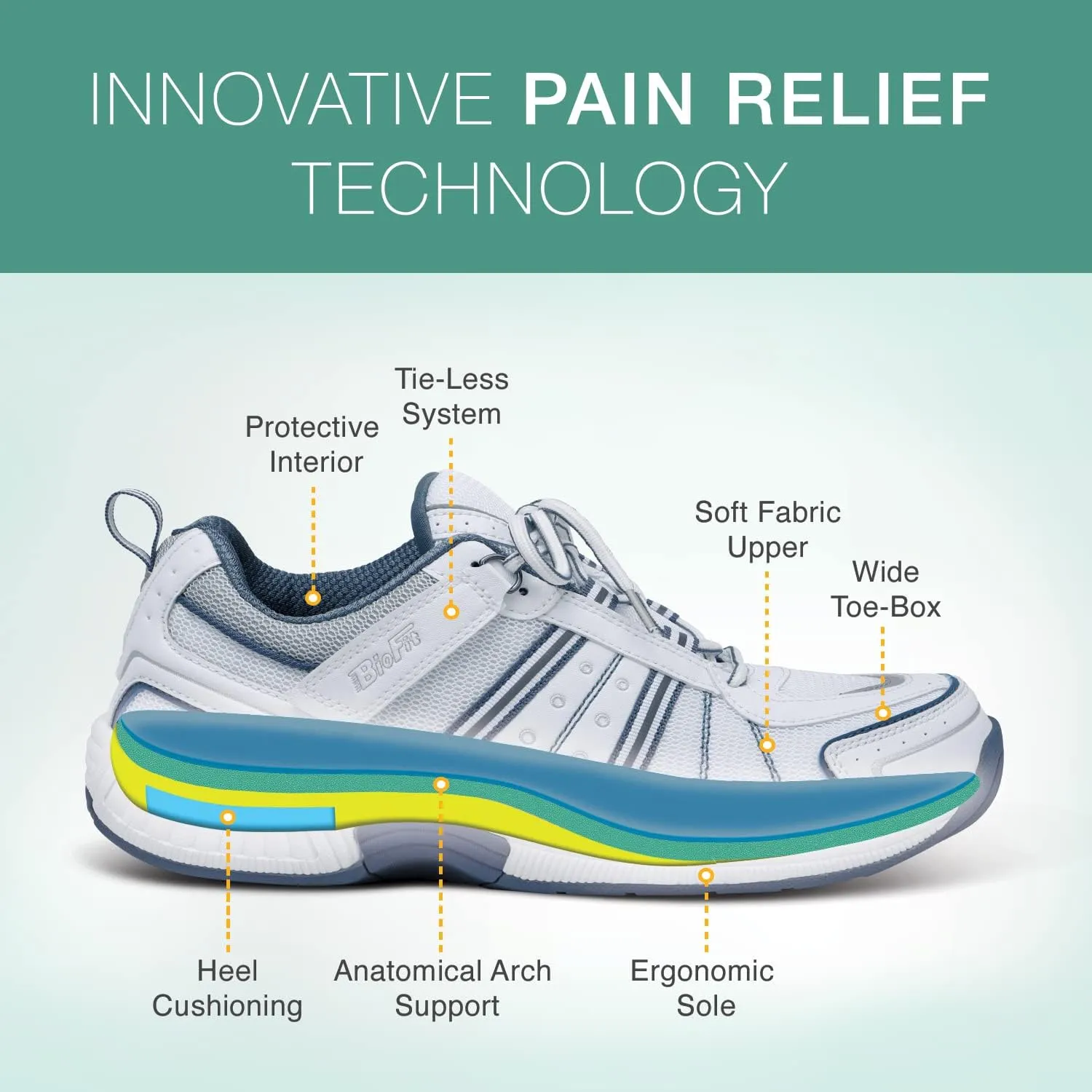 Orthofeet Men's Orthopedic Monterey Bay Tie-Less Sneakers