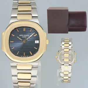 Patek Philippe 34mm 3900J Nautilus Blue Yellow Gold Two Tone Watch Box